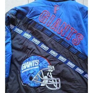 New York Giants 90s PROPLAYER puffer HELMET Tape jacket S black blue NFL vintage
